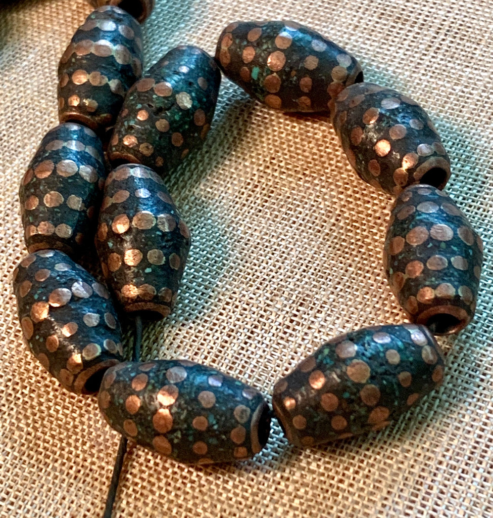 Crushed Turquoise & Copper Bead, Nepal